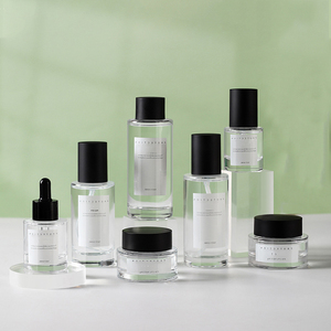 Clear Cosmetic Glass Dropper <strong>Empty</strong> <strong>Bottle</strong> Cream Jar Suit Nature Style Skincare Packaging with Pump <strong>for</strong> Perfume Serum Lotion Oil