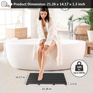 JQ黑色竹浴垫淋浴垫浴缸防水桑拿水疗台阶防滑浴室地垫 - Product Image 4