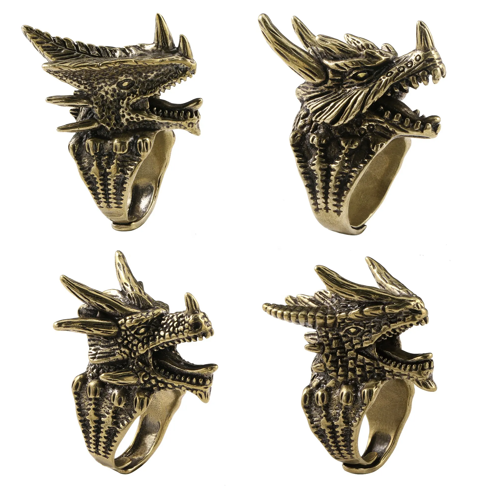 Bijoux en gros lézard anneau mâle dominatrice Warcraft dragon magique anneau en laiton