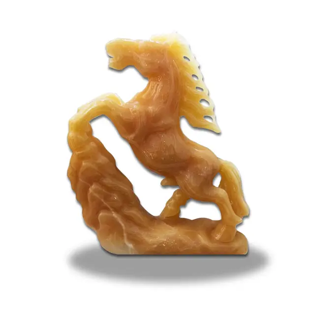 Geel Jade Onyx Paard Standbeeld