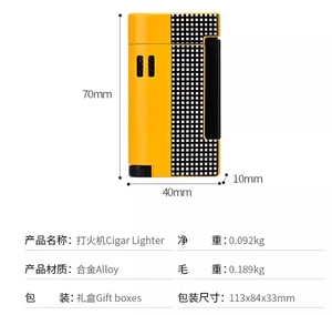 CIGARLOONG便携式网格图案可重复填充防风雪茄手电筒打火机，内置雪茄打火机 - Product Image 6