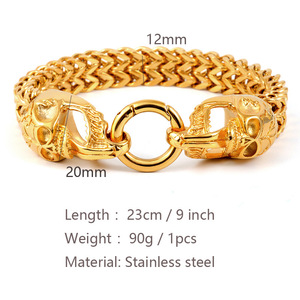 Ювелирный браслет с завода, новый дизайн, ювелирные изделия из нержавеющей стали, позолоченный, в форме черепа, для женщин, мужчин, подарок - Product Image 2