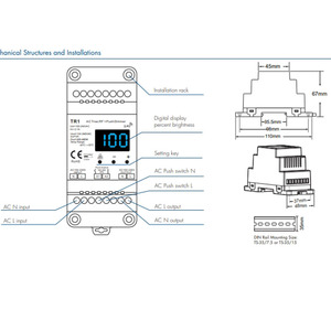 TR1 100 ~ 240V 2A AC Triac HF-Dimmer Din Rail Numerische Anzeige Triac Dimmer RF Push Dim Funktions schalter Triac LED Dimmer Controller - Product Image 5