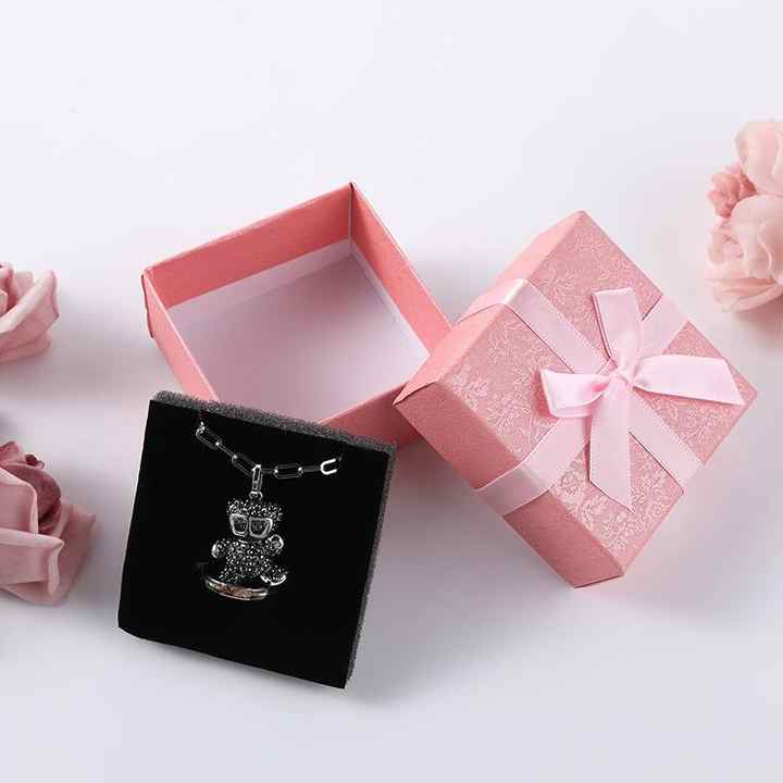 Proposal Ring Paper Jewelry Packaging Box with Ribbon