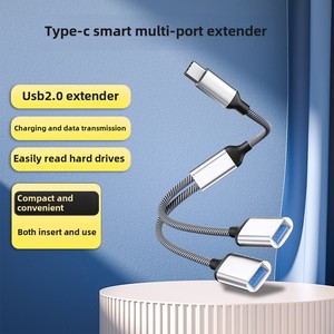 ตัวขยาย2.0 USB ตัวแยกการชาร์จแท่นขยายชนิด C พร้อมพอร์ตฮับหลายพอร์ตเชื่อมต่อดิสก์ U - Product Image 6