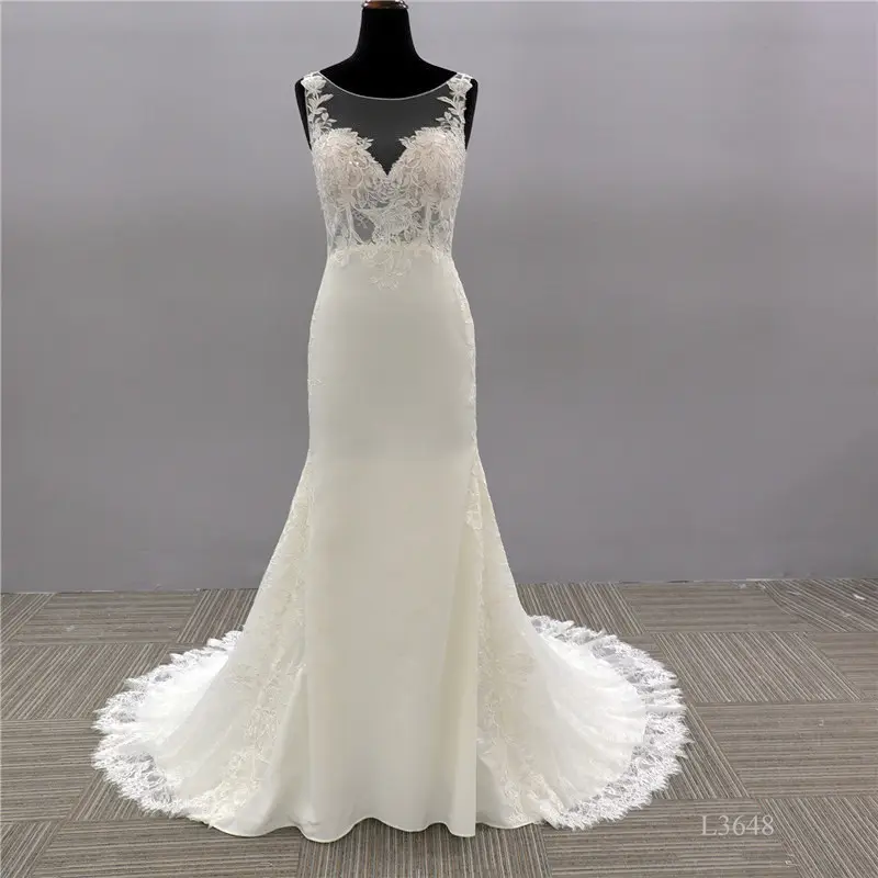 Vestidos de novia de cola larga, talla personalizada, estilo de moda, venta al por mayor