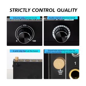 Professional Signal Selection Switch 6 <strong>Inputs</strong> 1 Output 6.35mm 3.5mm Interface Audio Selector Box Audio Sound Equipment