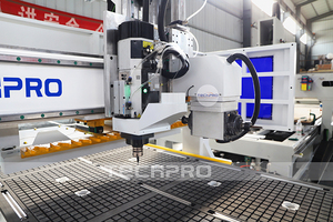 Enrutador TechPro para carpintería Cnc Atc con husillo horizontal giratorio de cuatro lados Máquina de 4 ejes para hacer puertas Precio