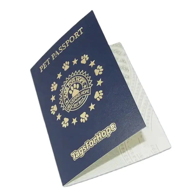 Barato folleto personalizado impresión cachorro Animal certificado gato perro mascota pasaporte