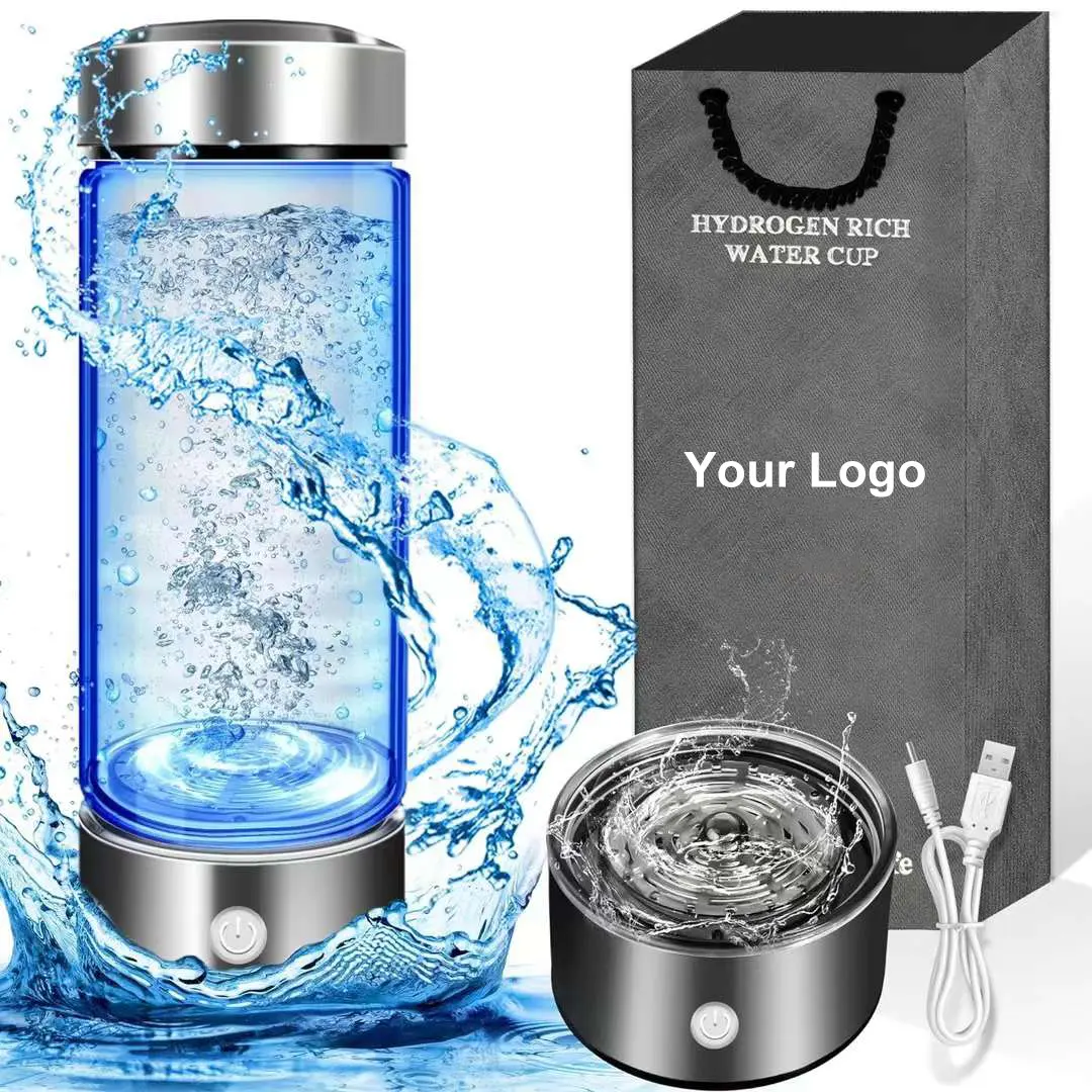 2024 High Quality 420ml Hydrogen Rich Water Cup USB Rechargeable Portable SPE PEM Glass Hydrogen Water Thermos Bottle Wholesale