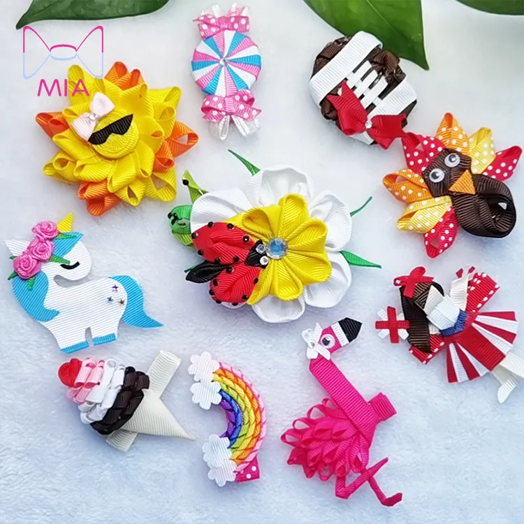 Cinta de grogrén de dibujos animados para bebé, accesorios creativos para el cabello de princesa, flor, sirena, unicornio, pinza para el pelo