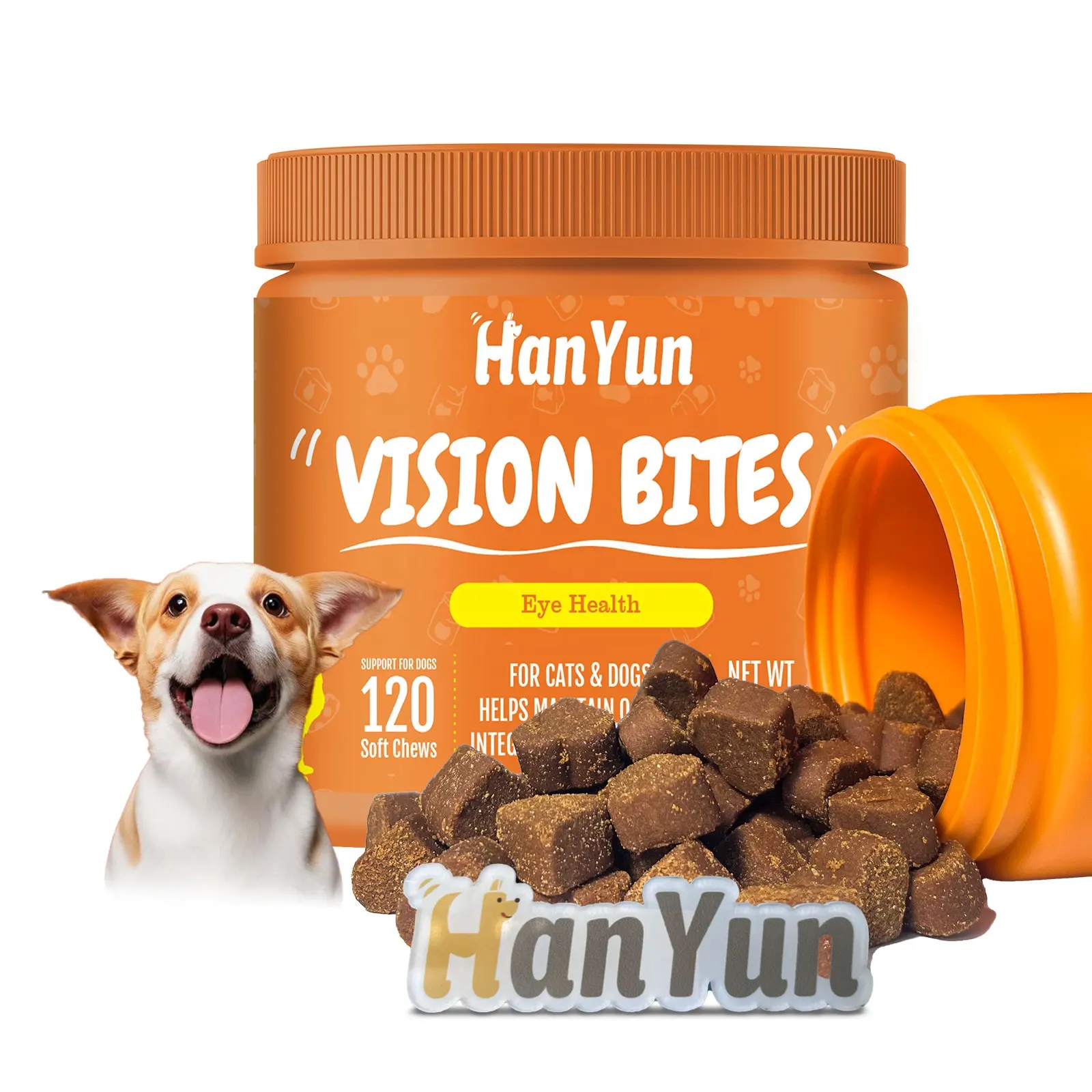 Hanyun Vision Soft Chews Suplemento Oem Proveedor al por mayor Omega 3 Salud ocular Botella para mascotas Perro diabético Para suplemento para mascotas