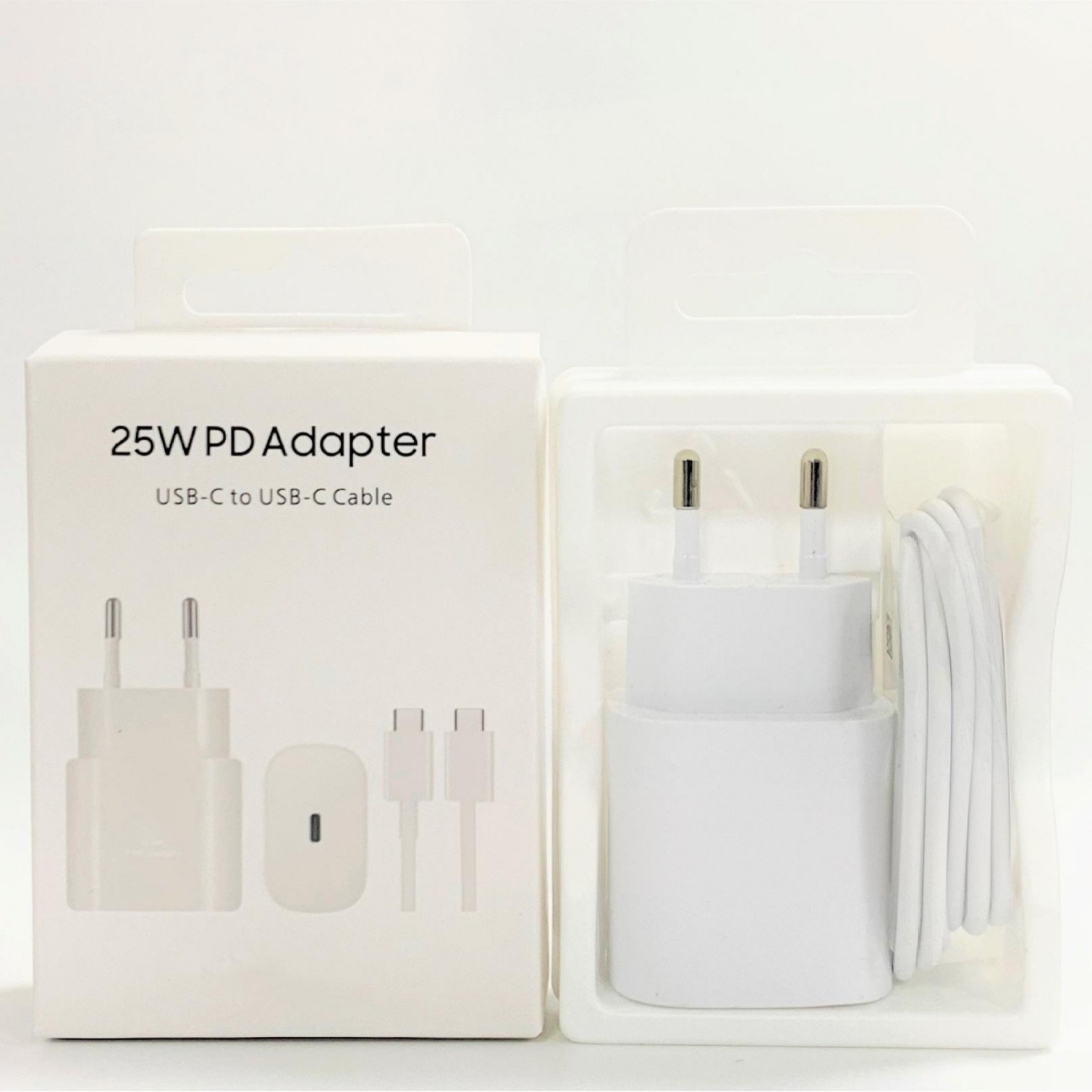 EU Plug Blanc 25W chargeur + Câble + Boîtier