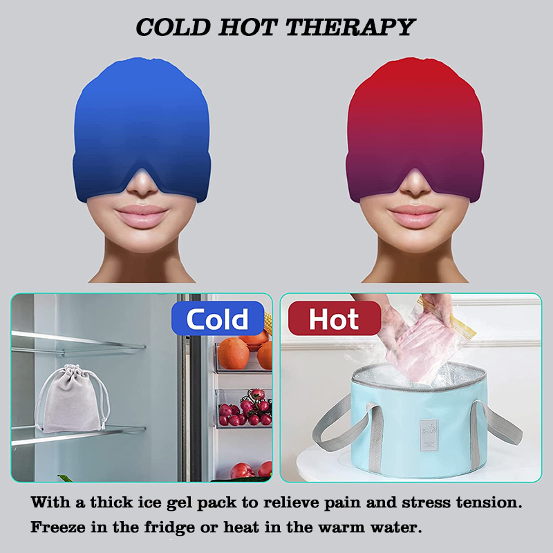 stretchable cold therapy headache migraine relief gel ice hat cap