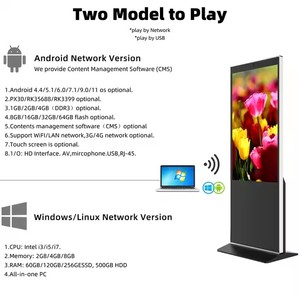 Android Hd дисплей рекламный аппарат для торгового центра пол сенсорный один терминал сетевой запрос рекламный терминал экран - Product Image 6
