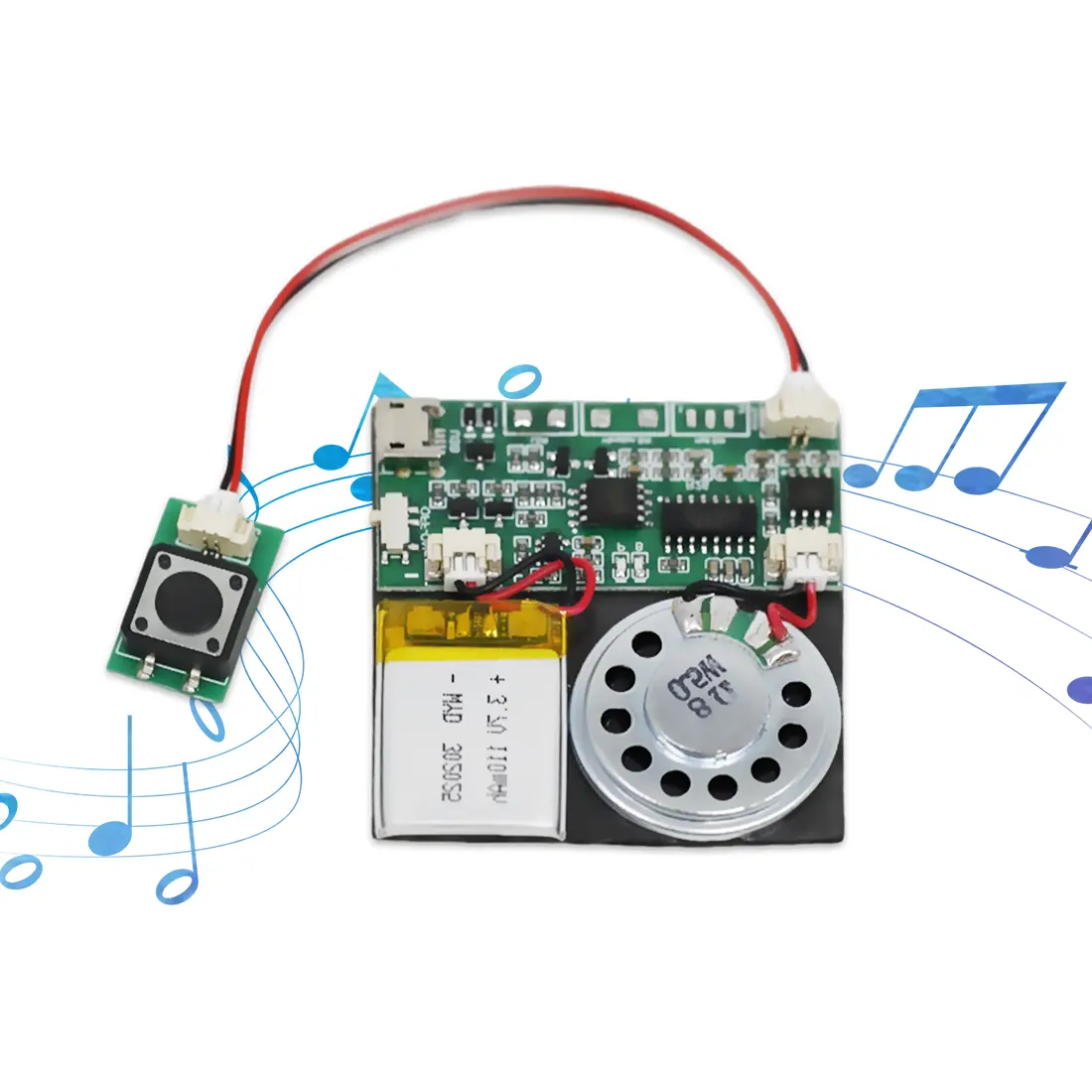 Perekam suara tombol tekan 8MB, disesuaikan USB dapat diprogram merekam suara musik Chip modul untuk kartu ucapan dan hadiah