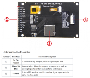 2,8-Zoll-Spi-Tft-LCD-Display Ili9341 mit kapazitivem Touch für Arduino STM32