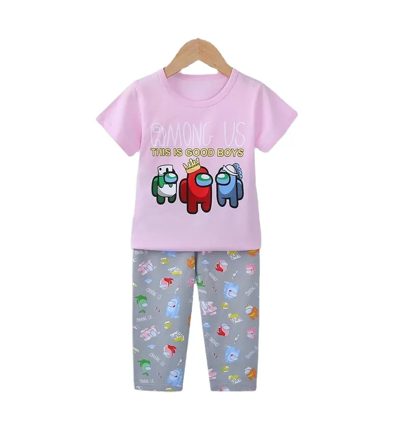 Conjunto de pijama con estampado personalizado para niños, ropa de dormir de algodón con dibujos animados, a precio barato, para primavera