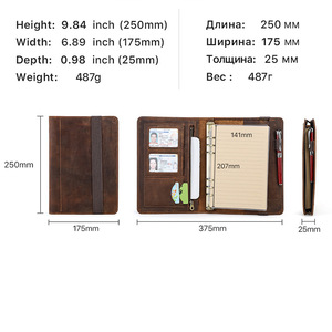 A5 尺寸真皮文件夹文件夹组合本带封口和环形活页夹 - Product Image 5
