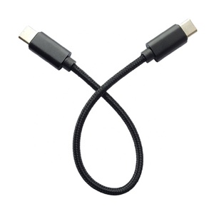 Premium Portable Nylon Braided Short <strong>20CM</strong> 0.2M <strong>USB</strong> Type C to <strong>USB</strong> Type C PD 3A 60W Fast Charging Cable