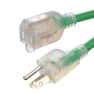อเมริกันร้อนขาย ETL จดทะเบียนสายไฟ Ac 3pin อเมริกาขยายซ็อกเก็ตสายไฟ Ac 120โวลต์60เฮิร์ตสายไฟสีเขียวสวน - Product Image 2