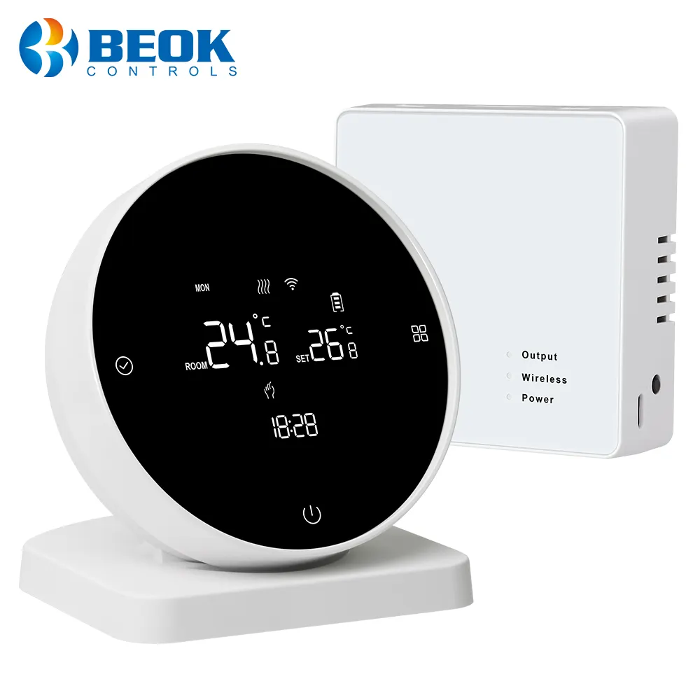 Beok RF Wireless Remote Control Boiler Thermostat Tuya Smart Wifi Room Thermostat for Heating