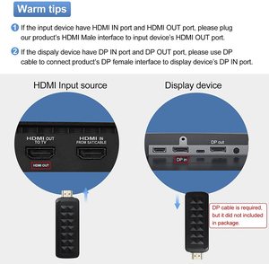 Adaptador convertidor HDMI a DisplayPort, 4K, 60Hz, con alimentación USB, Adaptador convertidor HDMI a DP para sistemas equipados HDMI - Product Image 5