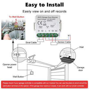 AC100-240V TUYA WIFI Garagentor-Controller-Kit mit Draht-Magnetsensor-Unterstützung TUYA APP-Steuerung, Timer-Funktion - Product Image 2