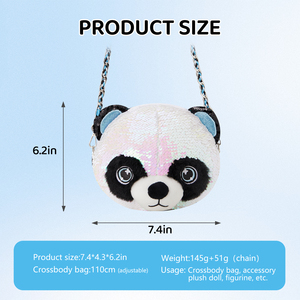 Cozyworld亮片熊猫包时尚毛绒玩具可爱儿童生日礼物主题派对用品斜挎包