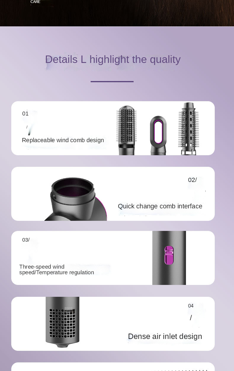 Factory sales multifunctional three-in-one curling iron straightening hair dryer hot air comb dry and wet comb 1000W for salon