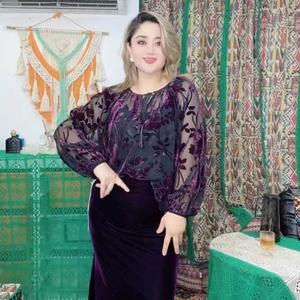 三月博览会紫色女式衬衫大花加大码性感春季衬衫长款漂亮衬衫