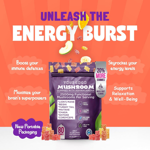 Hot bán sư tử bờm nấm Gummies 2500mg với Ashwagandha tăng Tập Trung Bộ nhớ khả năng miễn dịch hỗ trợ nấm Gummies - Product Image 4