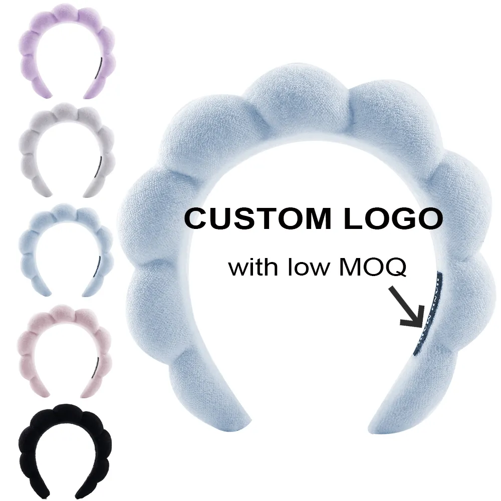 HB004D Custom logo Sponge Makeup hairband for Skincare and Washing Face hair hoop accessoires padded Terry Cloth Spa Headband