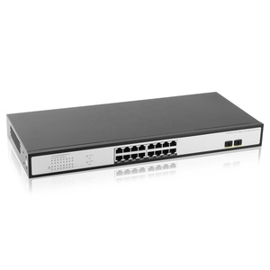 18 puertos Gigabit completo 16 + 2 Giga 1U montaje en rack escritorio OEM Ethernet Switch 2SFP 1000Mbps Max 30W salida PoE conmutador de red - Product Image 1