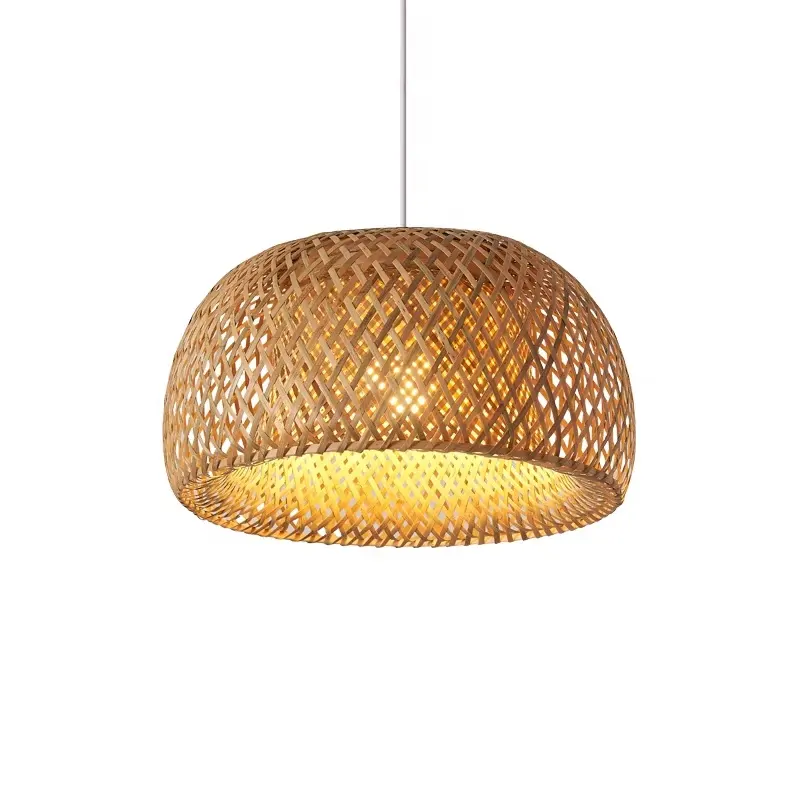 Bambu malzeme kapalı dekoratif aydınlatma doğal tarzı kolye lamba asılı ışık dokuma lamba