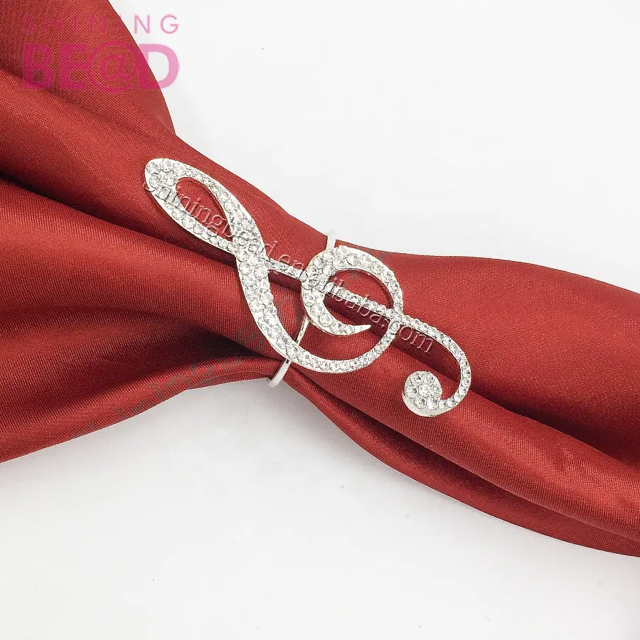 High quality clear sliver music note rhinestone napkin ring