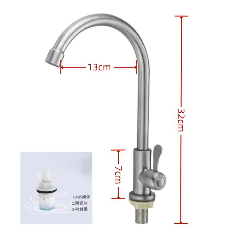 Stainless Steel Single Cold Faucet(Plastic Cartridge)