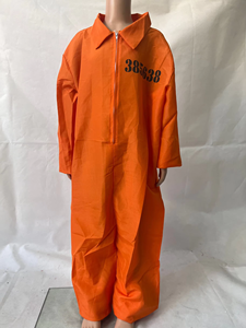 2022男女通用橙色一体式罪犯连身衣小孩万圣节囚犯服装电视电影灵感