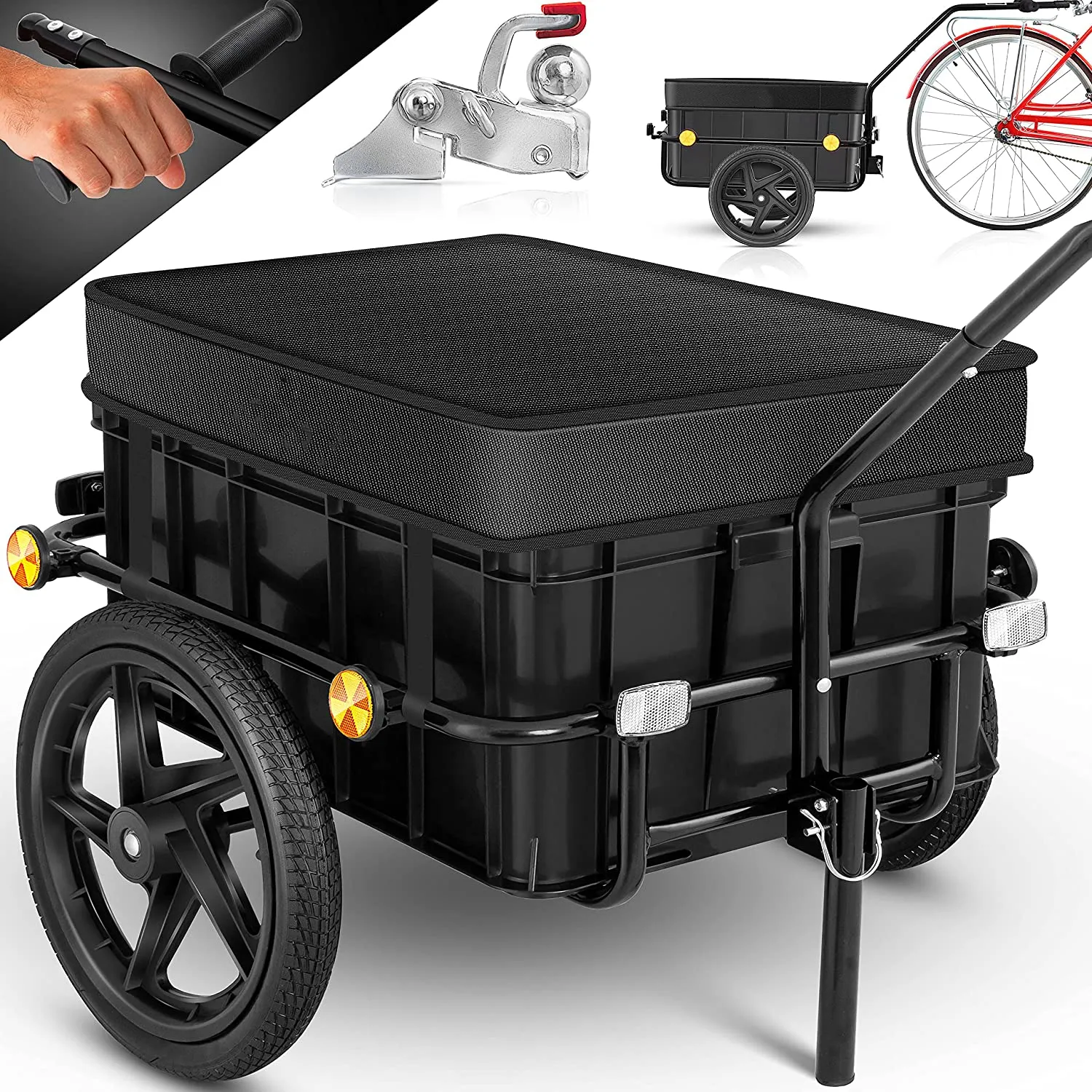 Fiets Trailer Cargo Trailer Handkar Met Koppeling Hoge Dissel Voor Fiets Transport Trailer Transport Box