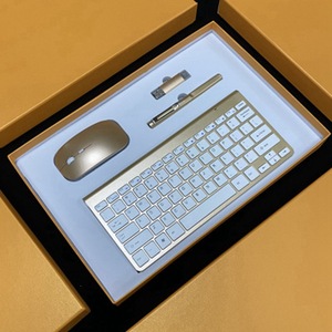 Juego completo de teclado y ratón inalámbricos para ordenador, conjunto completo de miniteclado y ratón Delgado 4 en 1, regalo de metal, negro, para negocios y oficina - Product Image 4