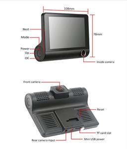 4.0 inç ön ve arka araba kamera 1080p Dash kamera 3 ön panel kamerası kaydedici 4 inç ekran Video çok dil araba kara kutusu - Product Image 2
