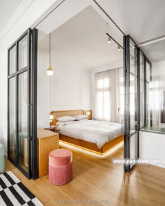 Customizable Modern Style Sliding Door with French Design Steel Frame Hanging Curtain-IdealCN <strong>Supplier</strong> - Product Image 3