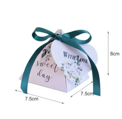 Özel yeni hediye düğün hediyesi şeker kutusu üçgen piramit küçük kutular için bebek duş şeker