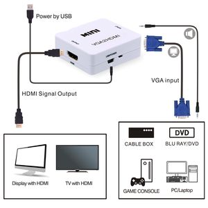 1080p MINI <strong>VGA</strong> <strong>to</strong> H D MI Converter with Audio VGA2HDMI Video Box Adapter for Notebook PC for HDTV Projector - Product Image 6