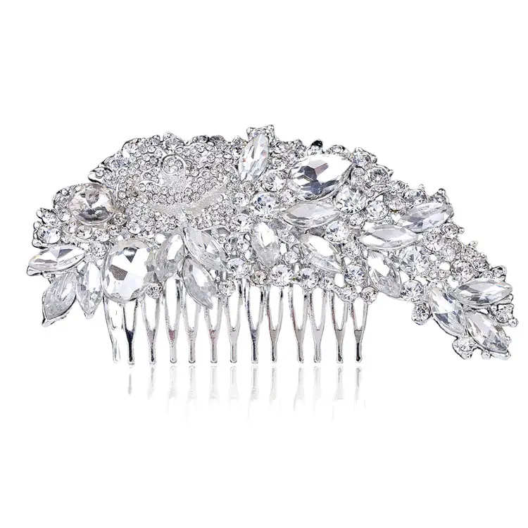 Luxe Kristal Decoratieve Haarkammen Zilver Strass Bruiloft Sieraden Bruids Haaraccessoires