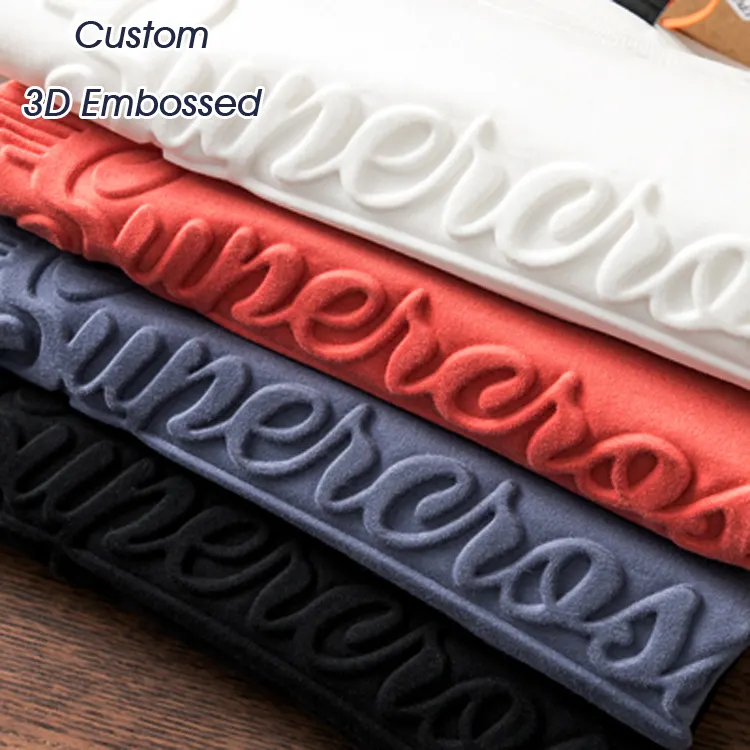 Hochwertige Baumwolle Emboss T-Shirt übergroße schlichte O-Ausschnitt Herren T-Shirts benutzer definierte 3D geprägt Puff Druck Logo T-Shirt für Männer