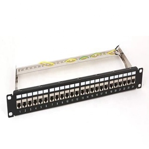PANEL de parche cargado, 19 '', 1U, 24 puertos, RJ45, STP, CAT6A, PANEL de parche blindado con Gato de módulo CAT6A
