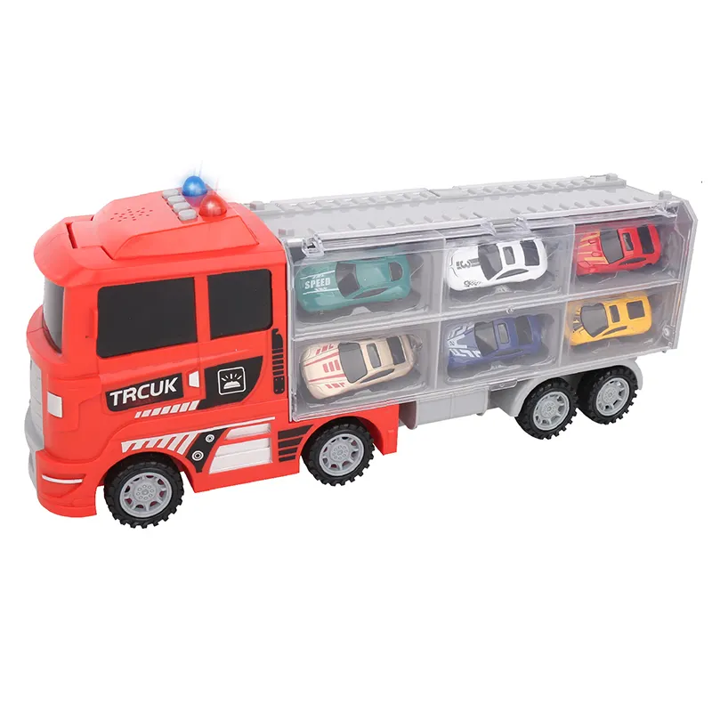 Многофункциональное транспортное оборудование, литье под давлением, грузовик, набор моделей, металлический прицеп, пластиковый контейнер для игрушек