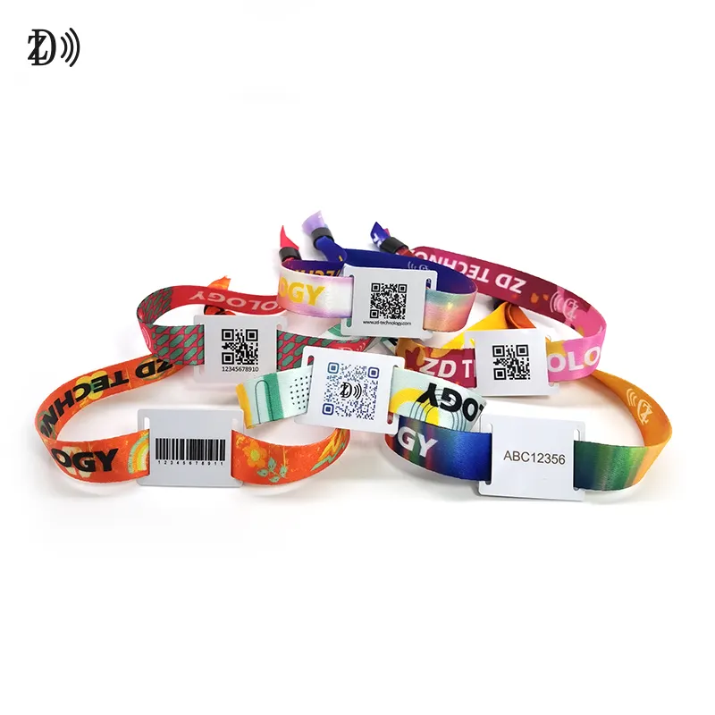 Eco-Friendly Adjustable Plastic Clip Qrcode Printable RFID Wristband Bracelet Festival Wristband