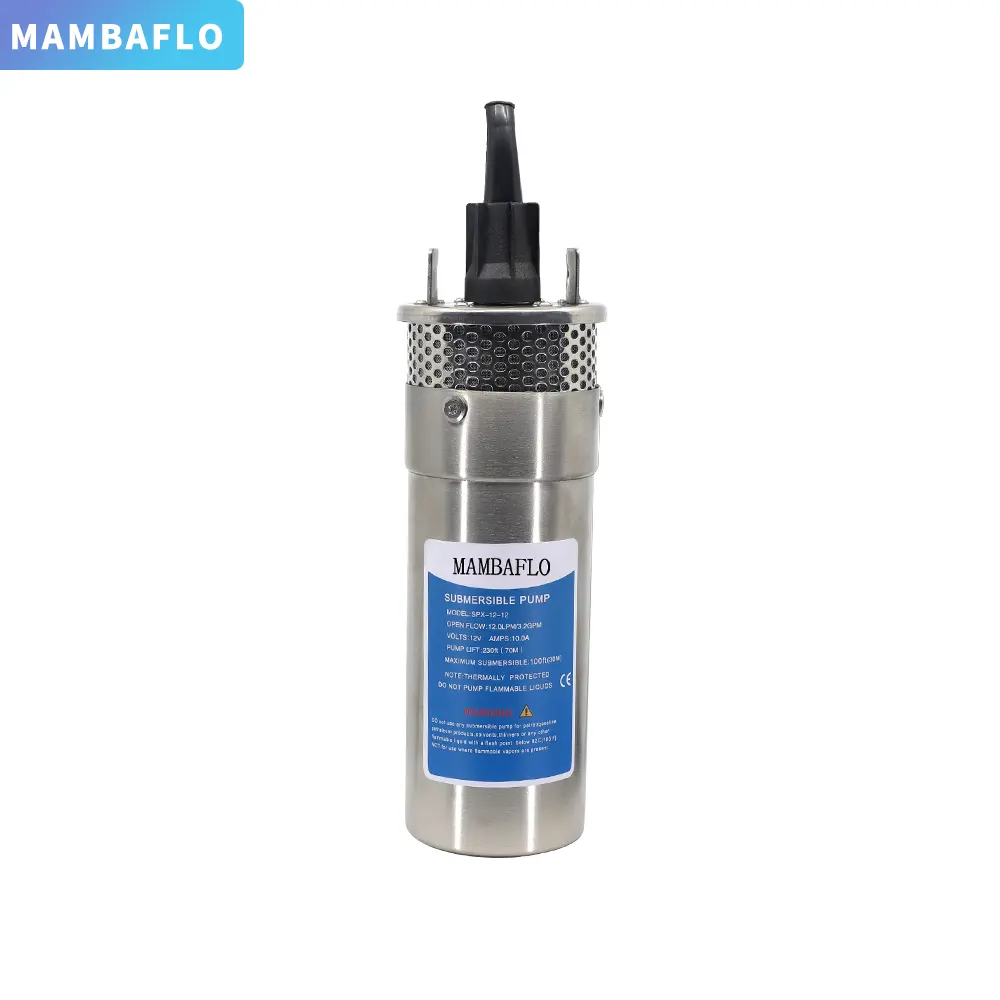 MAMBAFLO SPX-8 ACIER INOXYDABLE 12V DC Pompe de Puits Solaire Submersible à Diaphragme Haut Débit 30M, LIFT 100M Pour Agriculture